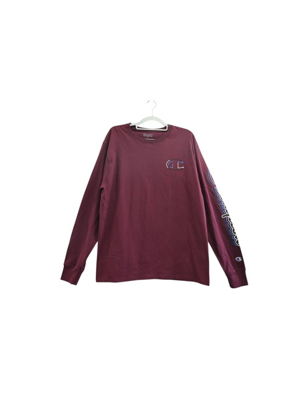 NWD Champion Classic Long Sleeve Crew Neck Tee Logo Sz M Dark Berry Graphic